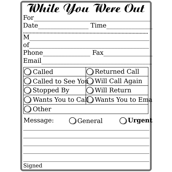 SVG While You Were Out Vector Form