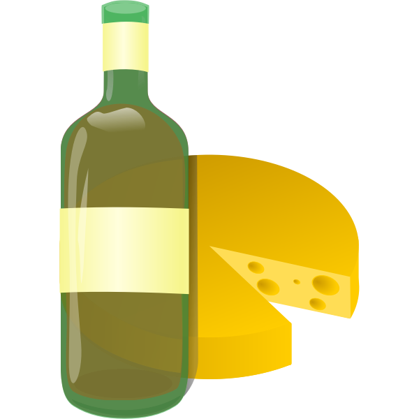 SVG White wine and cheese icon vector graphics