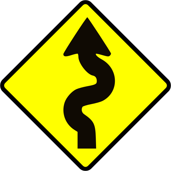 SVG Winding road caution sign vector image