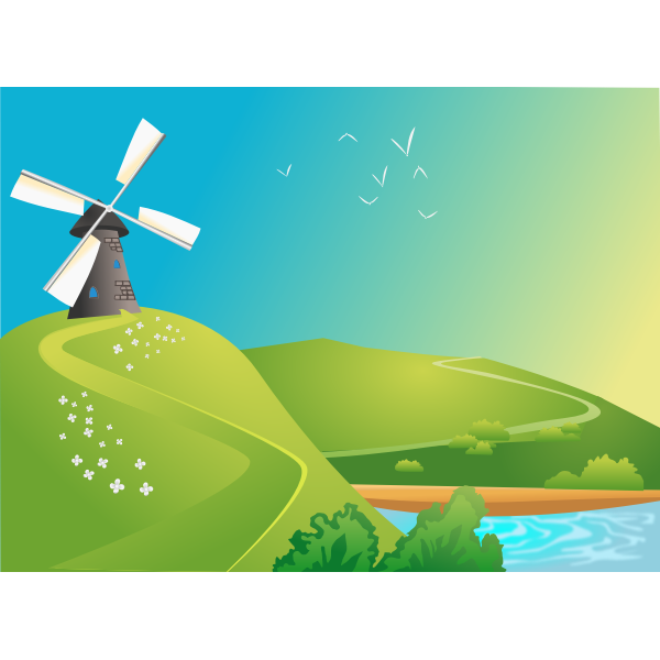 SVG windmill landscape square no house