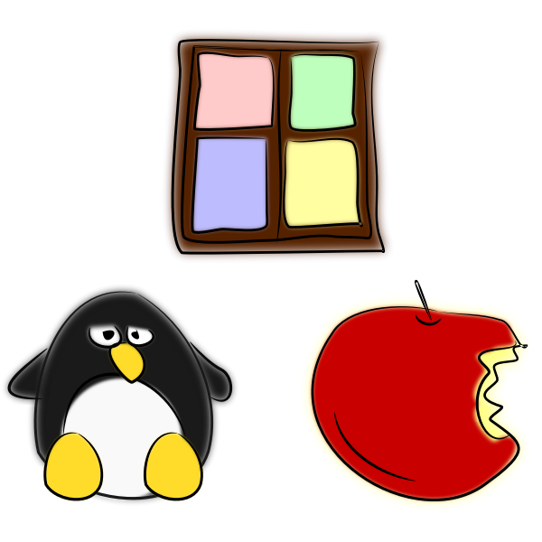 SVG Window penguin and apple
