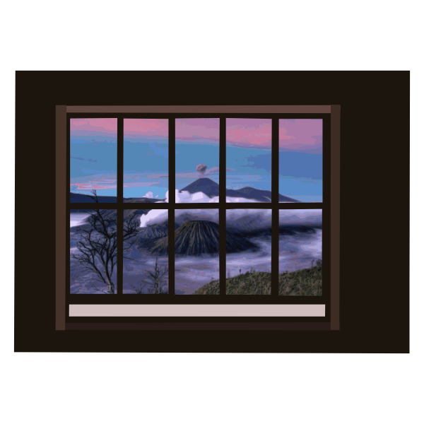 SVG window with mountain view