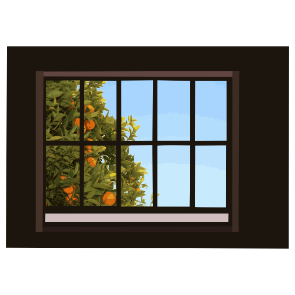 SVG window with orange tree