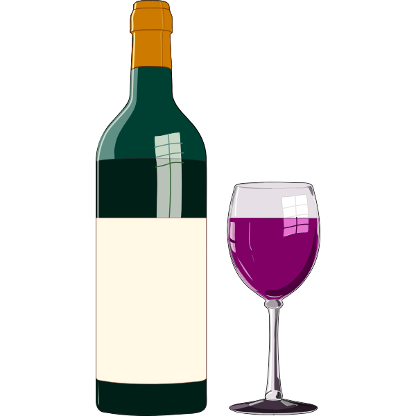 SVG Wine bottle and glass of red wine vector image