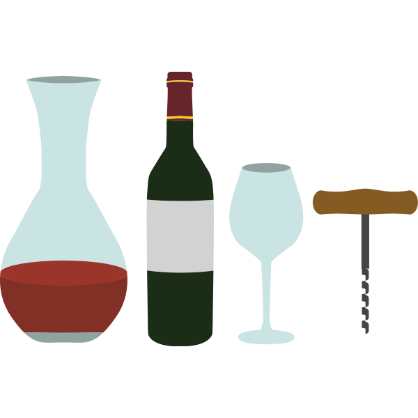 SVG Wine decanter and corkscrew