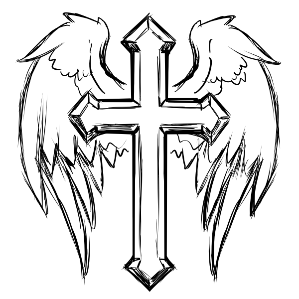 SVG Wings and cross line art