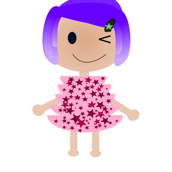 SVG Winking girl in starry dress