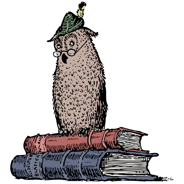 SVG wise owl on books