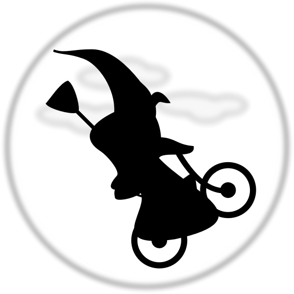 SVG Witch climbing the moon on bicycle vector graphics