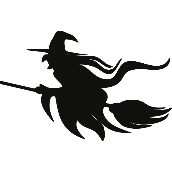 SVG Witch on broomstick silhouette