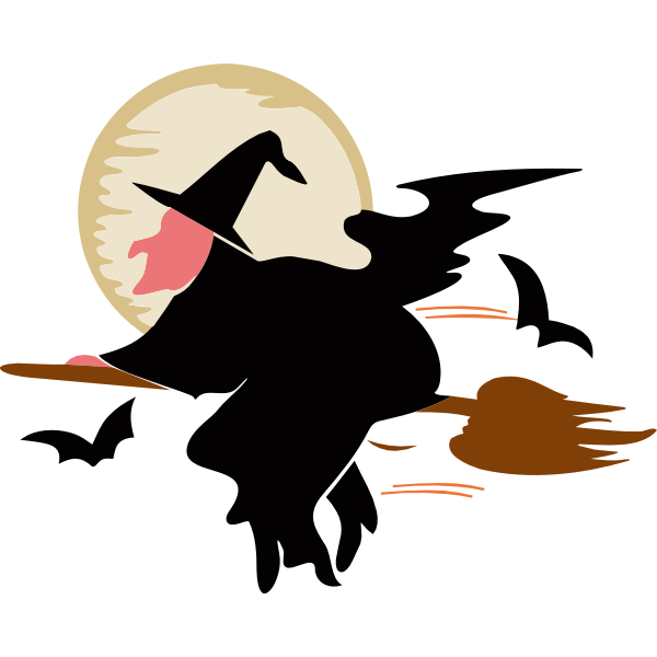SVG Witch over silvery moon