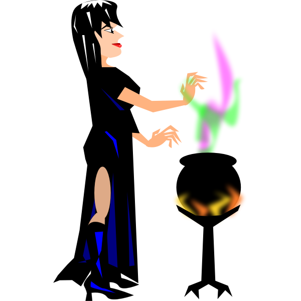 SVG Witch with cauldron vector image