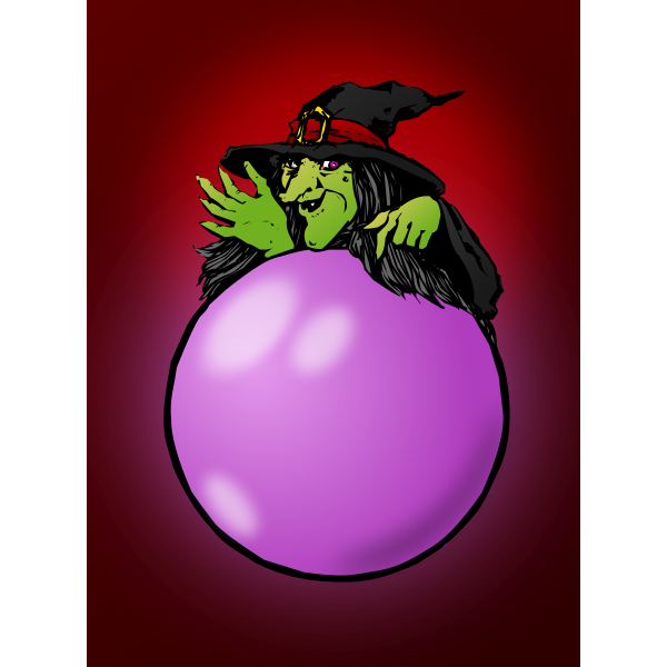 SVG Witch with pink crystal ball vector illustration