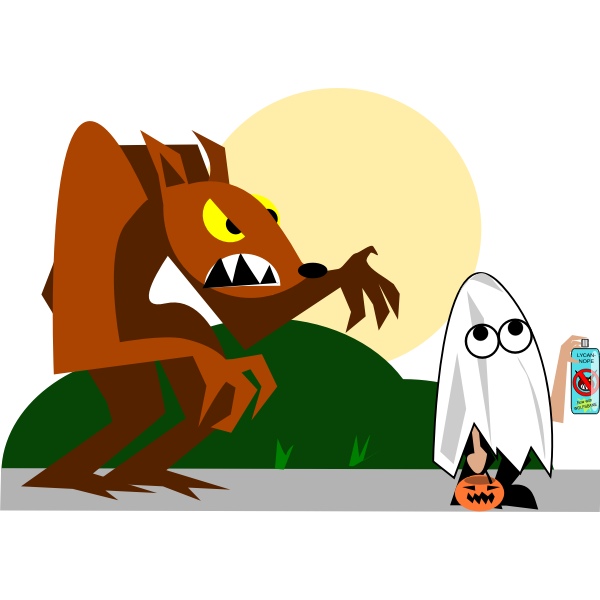 SVG Wolf behind ghost trick or treater vector image