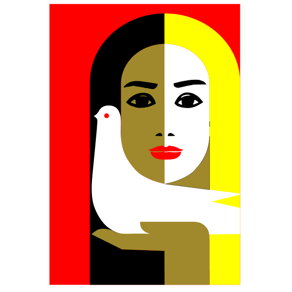 SVG Woman and dove abstract vector illustration