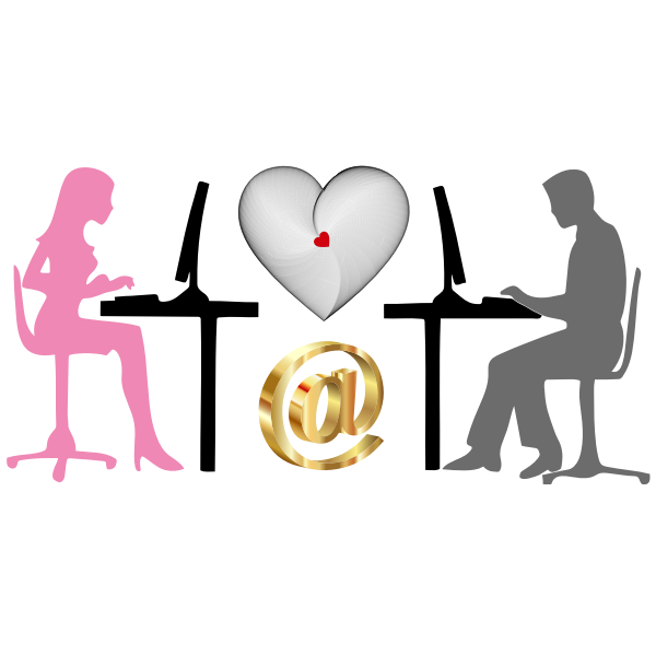 SVG Woman and man online relationship