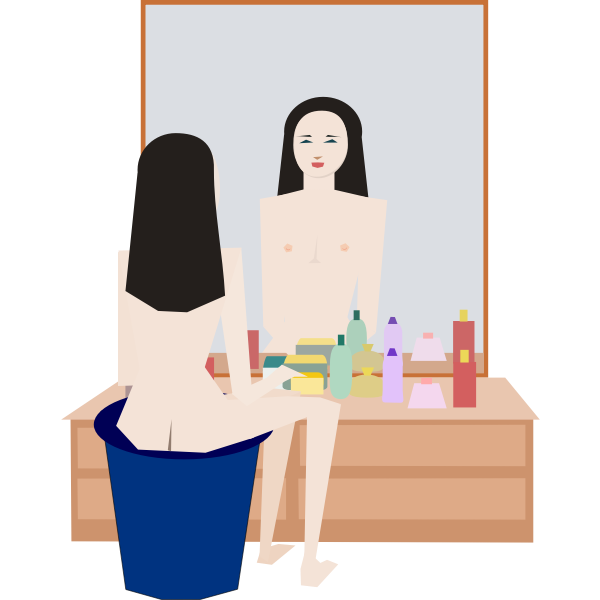 SVG woman by the mirror