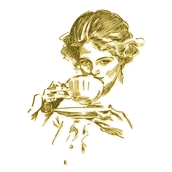 SVG Woman drinking vintage illustration