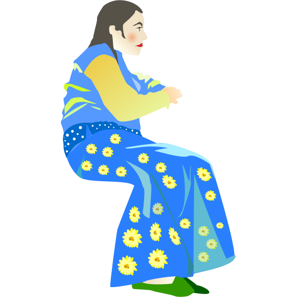 SVG Woman in a blue dress vector illustration