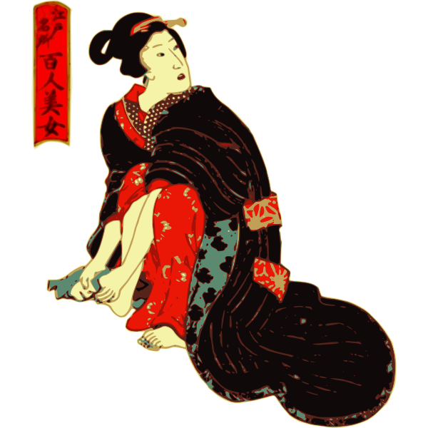 SVG Woman in a Kimono cleans her feet