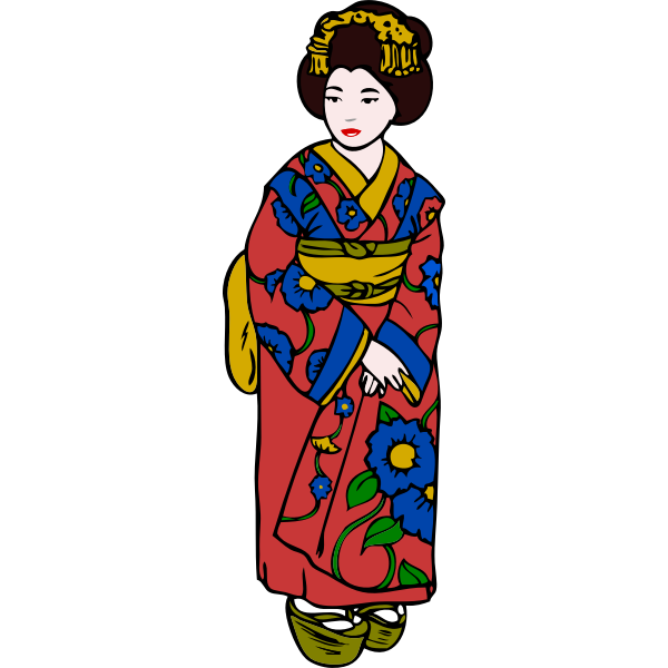 SVG Woman in Kimono Vector Art