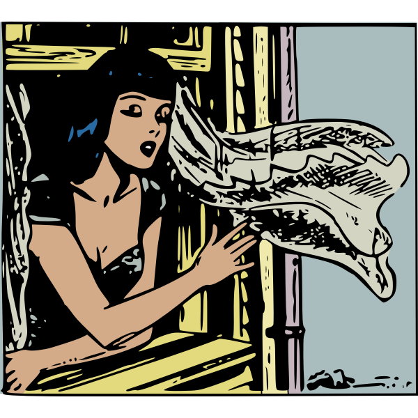 SVG Woman in window retro image