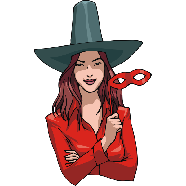 SVG Woman in witch costume vector drawing