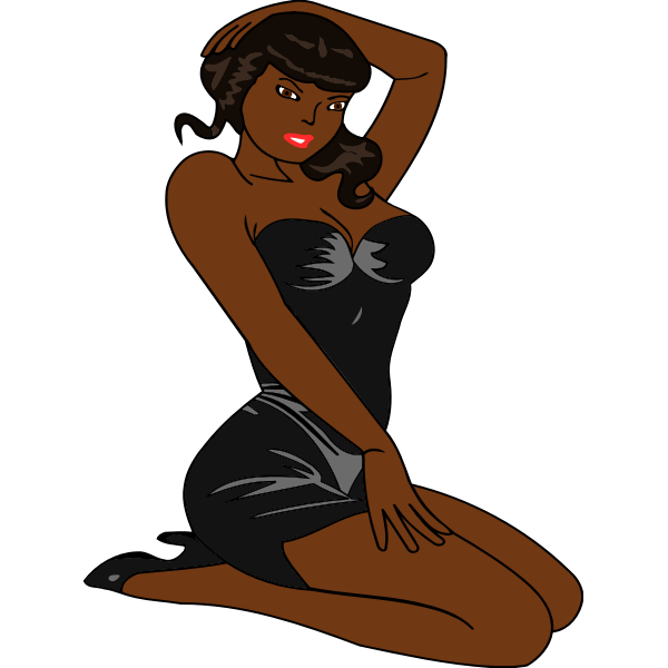 SVG Woman Kneeling Dark Black Black
