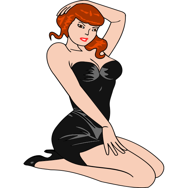 SVG Woman Kneeling Light Black Red