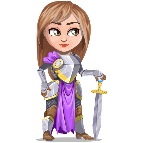 SVG Woman knight warrior in armor holding a sword