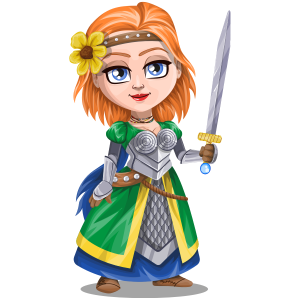 SVG Woman knight warrior in armor holding a sword - 3 - redhead