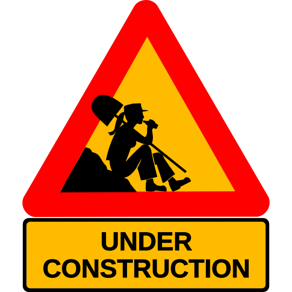 SVG Woman on under construction sign