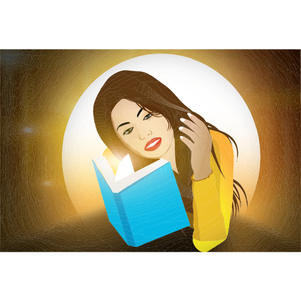 SVG Woman reading a blue book