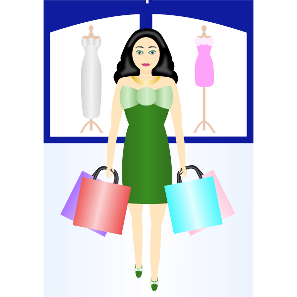 SVG Woman shopping vector clip art