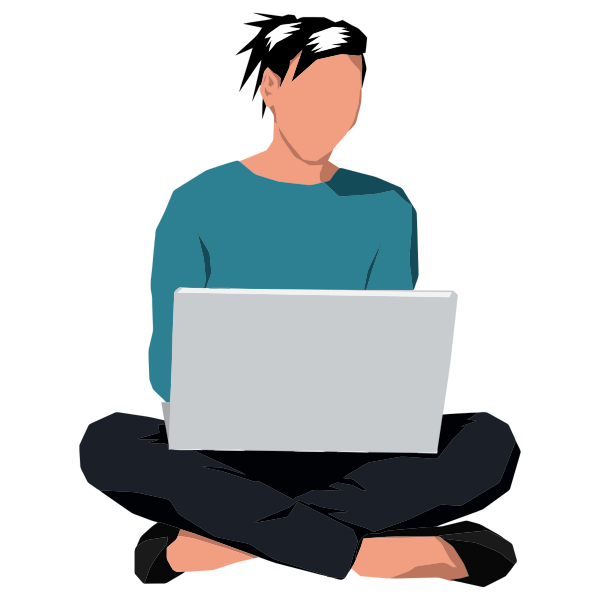 SVG Woman Sitting Down With Laptop
