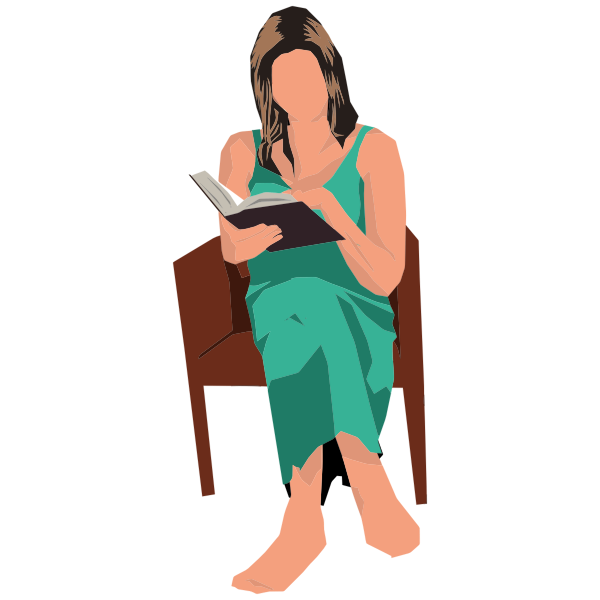SVG Woman sitting in chair and reading