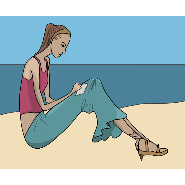 SVG Woman sitting on the beach