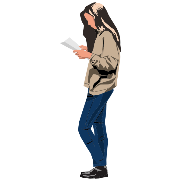 SVG Woman standing up and reading