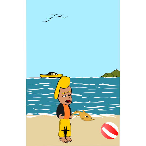 SVG Woman walking at the beach vector clip art