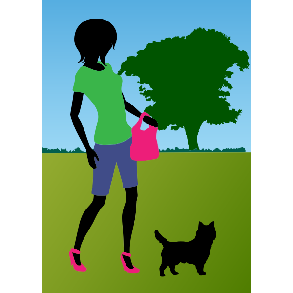 SVG Woman walking dog