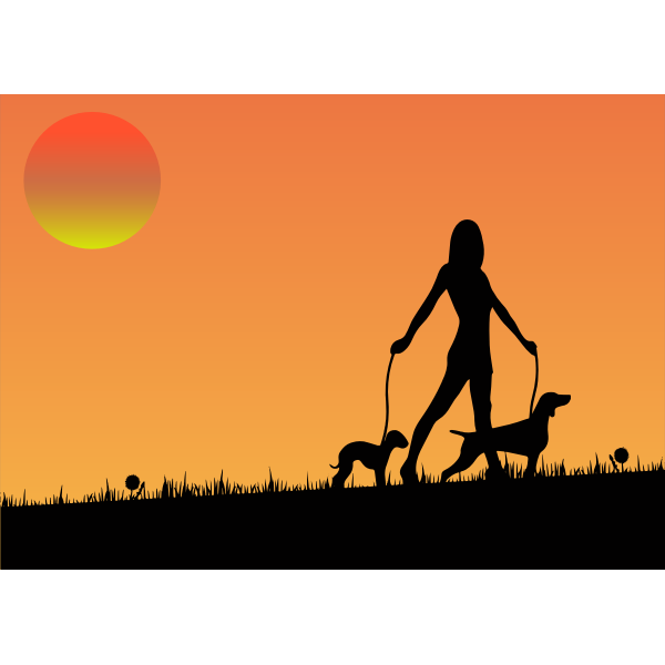 SVG Woman Walking dogs
