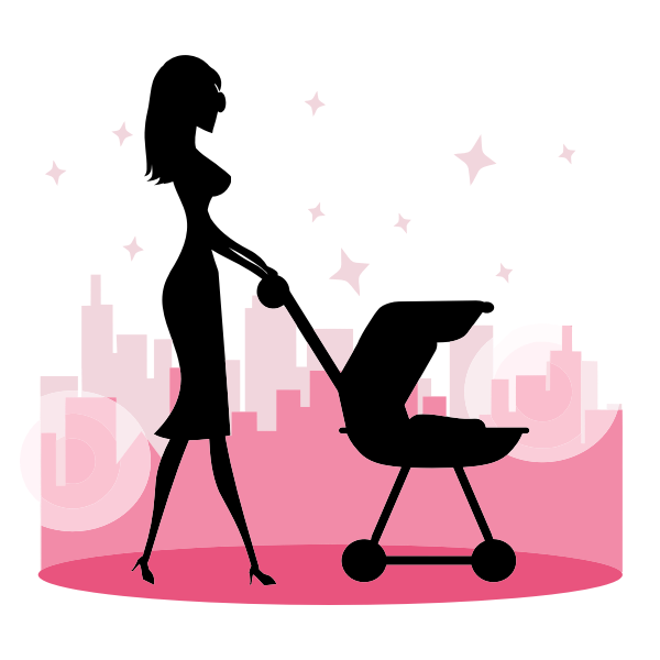 SVG Woman With Baby Carriage Silhouette