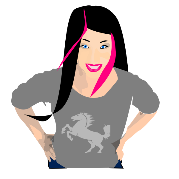 SVG Woman with black and pink hair vector graphics