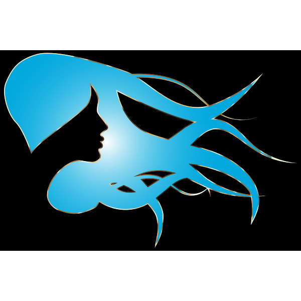 SVG Woman With Flowing Hair Enhanced 9