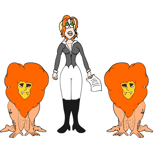 SVG Woman With Male Lions