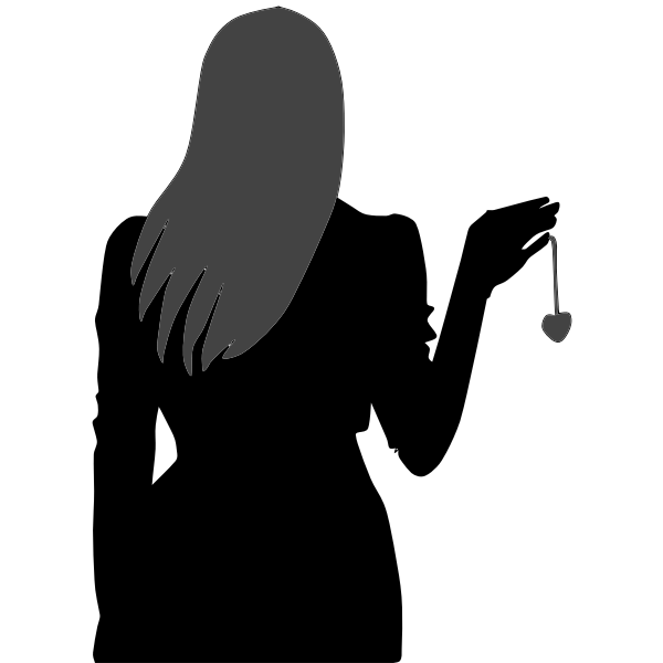SVG Womans Silhouette Holding Heart Locket