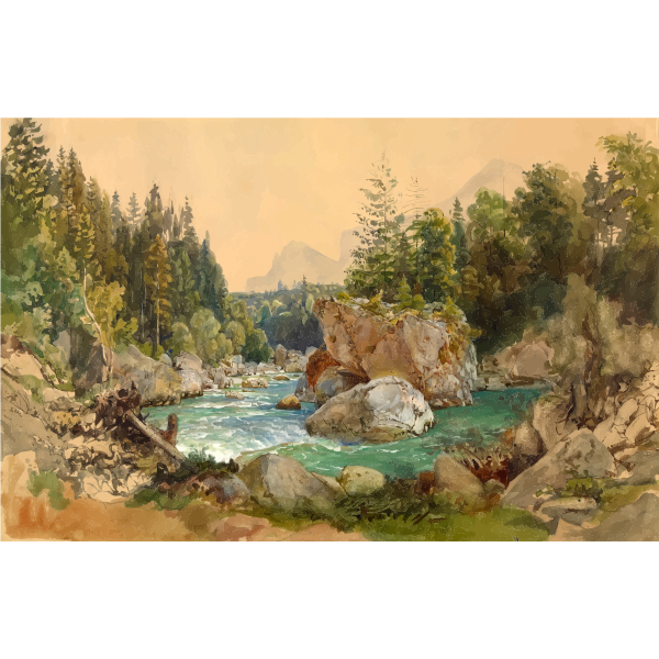 SVG Wooded River Landscape in the Alps Thomas Ender