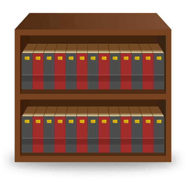 SVG Wooden bookcase with books