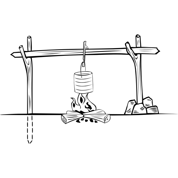 SVG Wooden camp cooking crane vector drawing