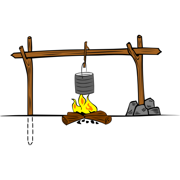 SVG Wooden camp cooking crane vector graphics